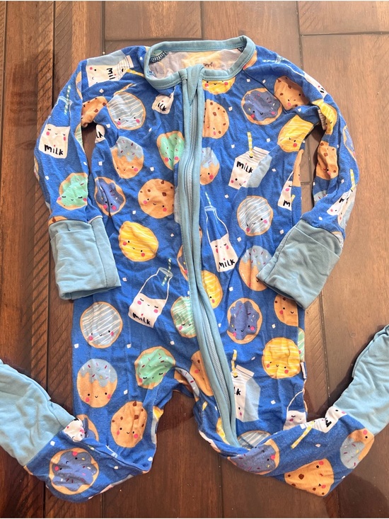 Little Sleepies Other - Little Sleepies Blue Cookies & Milk Zip One-Piece Pajamas